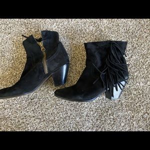Sam Edelman Louie Black suede fringe ankle boots